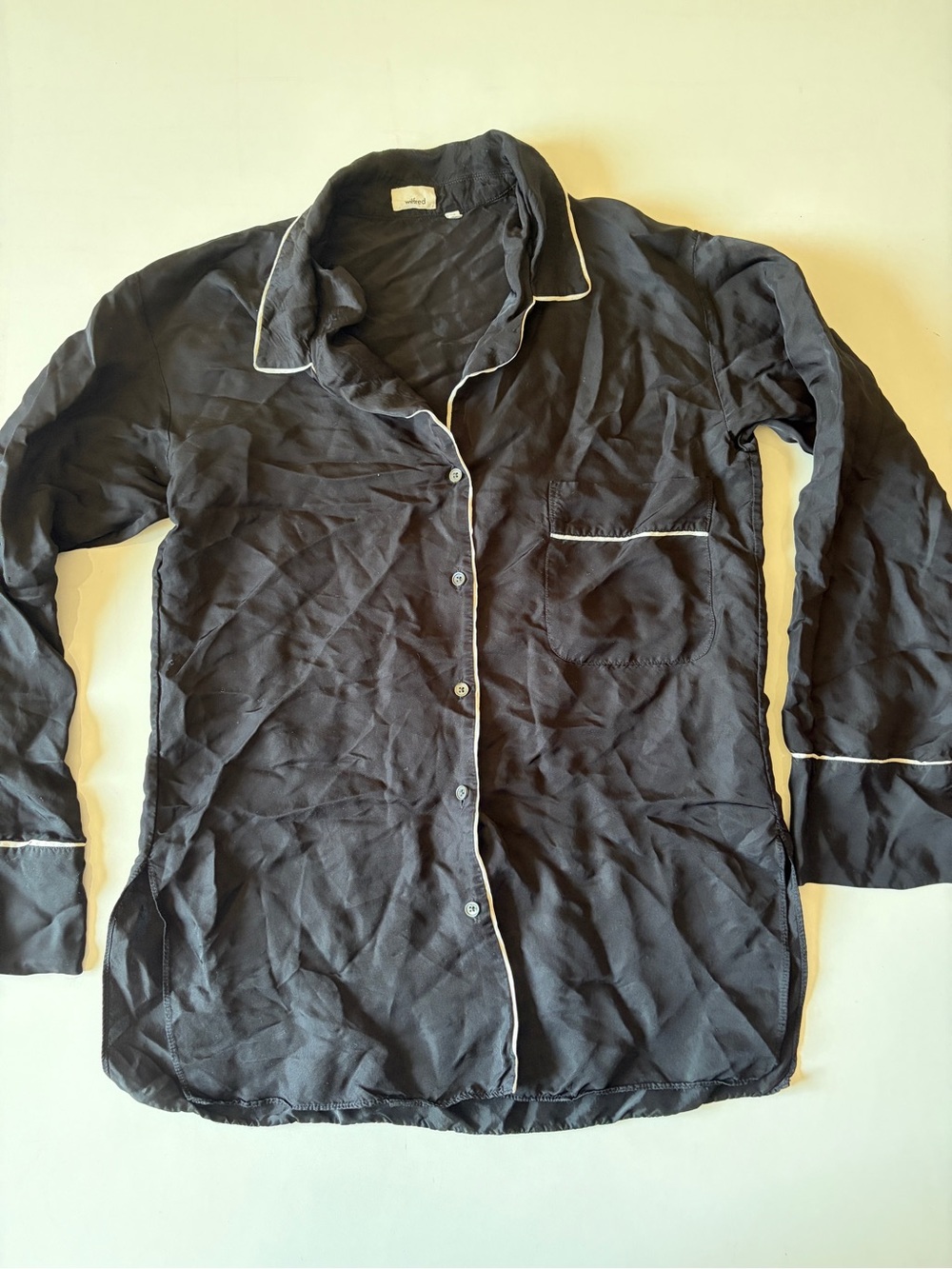 Wilfred long sleeve pajama top black white piping women’s xxs oversized *flaw